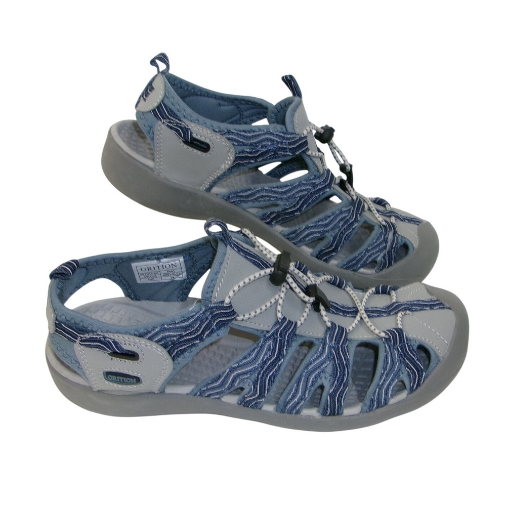 Grition Grey/Blue Closed Toe Hiking Sandals US 7.5